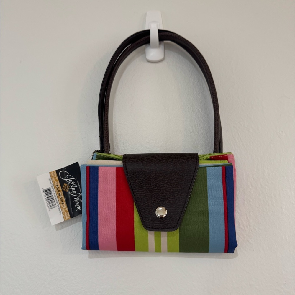 Joann Marie‎ Designs Foldable Tote Stylish Stripes Women's Handbag NWT